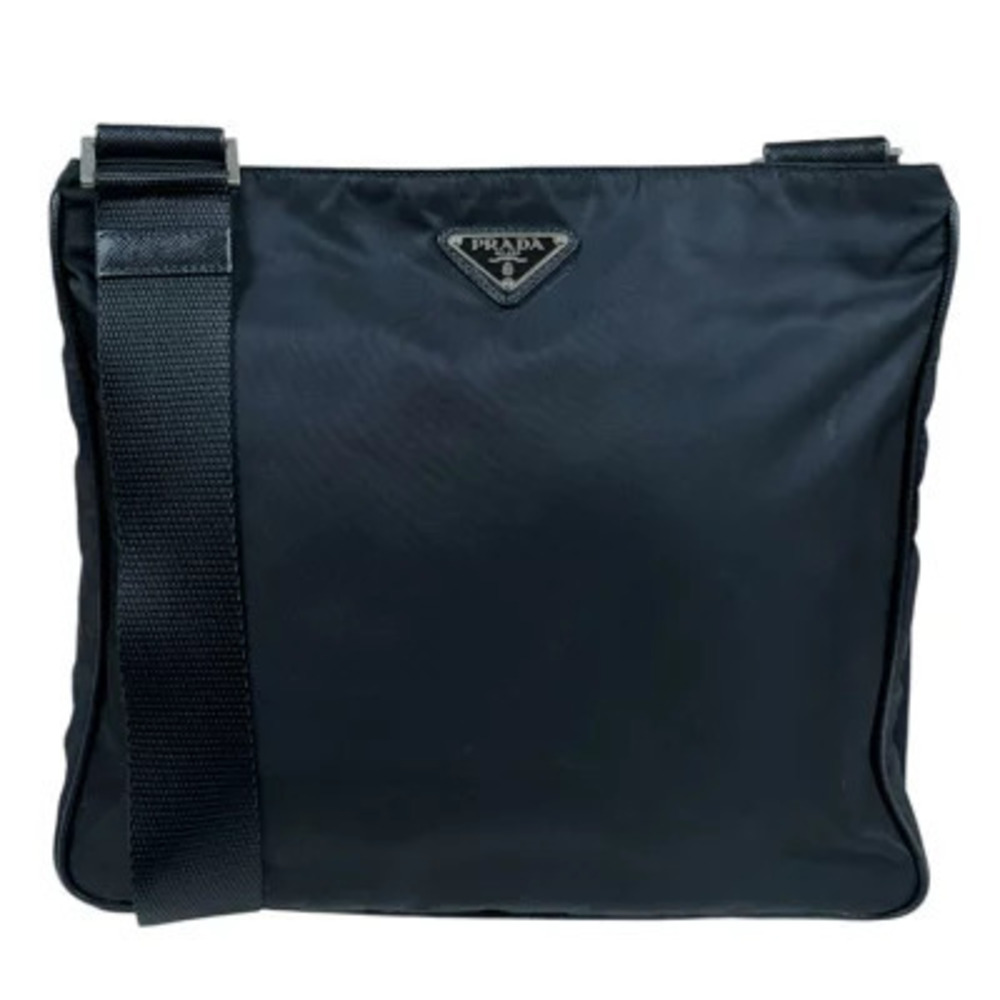 Prada Tessuto Saffiano Leather Shoulder Bag Black